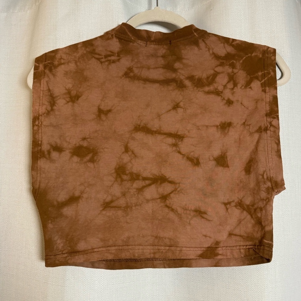 PrettyLittleThing Brown Tie Dye Cropped Muscle Tank Top US 4 - Picture 2 of 7